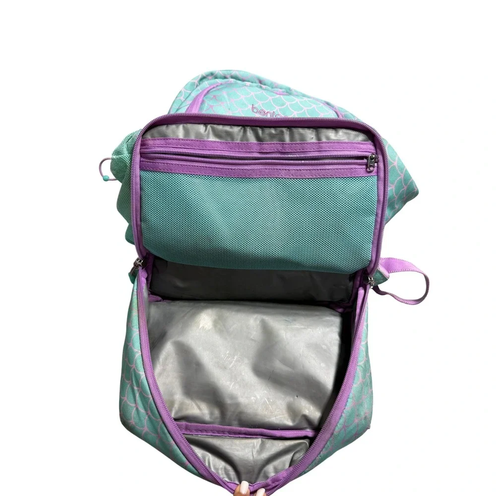 Bentgo Kids 2-in-1 Backpack Insulated Lunch Bag Mermaid Scales Teal Purple